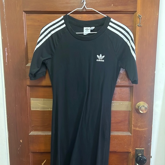 Adidas Black Long Bodycon Short Sleeve Dress - Picture 3 of 7